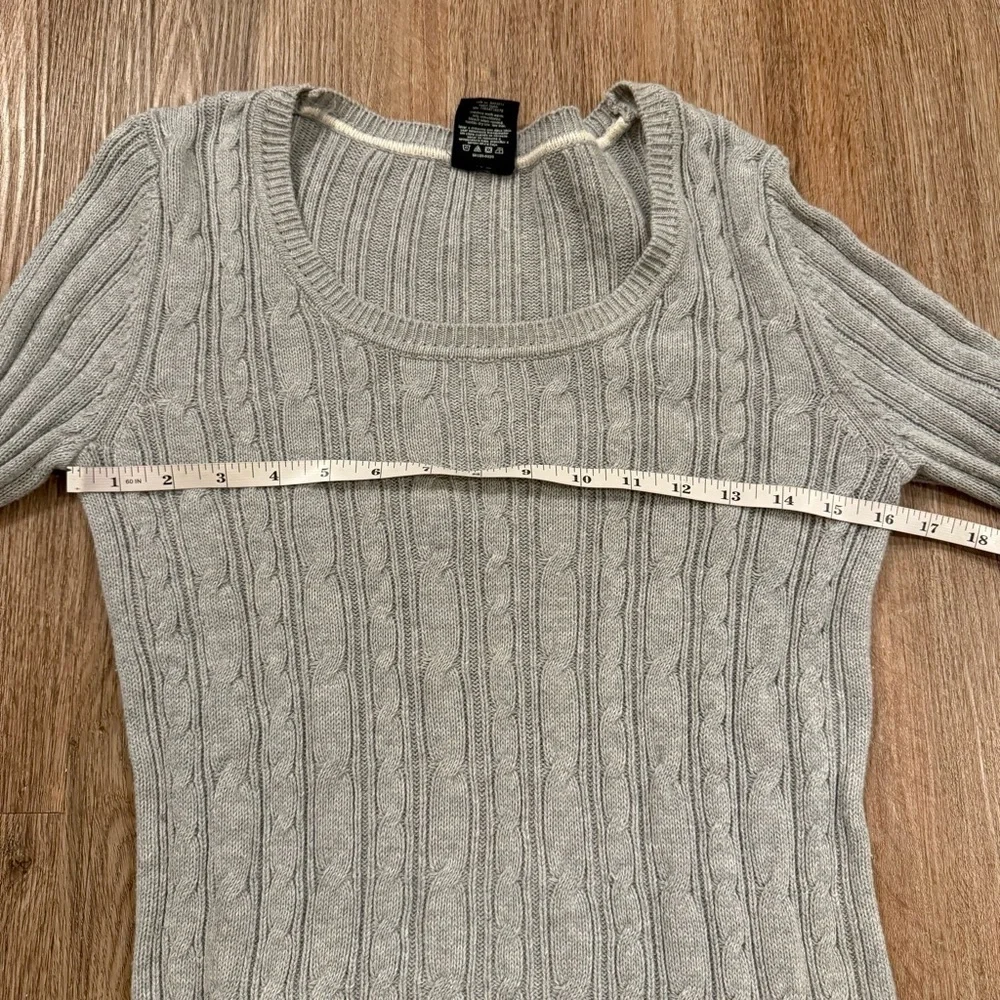 Vintage Faded Glory Cable Knit Sweater Women’s M Grey Y2K Preppy Organic Cotton